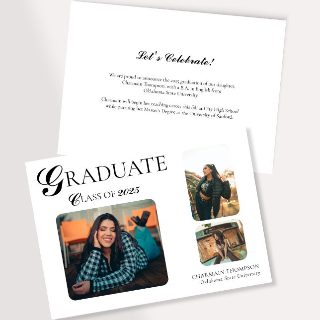 Elegant 3 Photo Graduation  Invitation (Creator Uploaded)