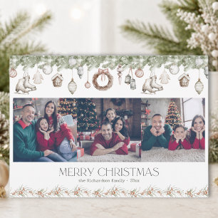 Elegant 3 Photo Watercolor Christmas Card
