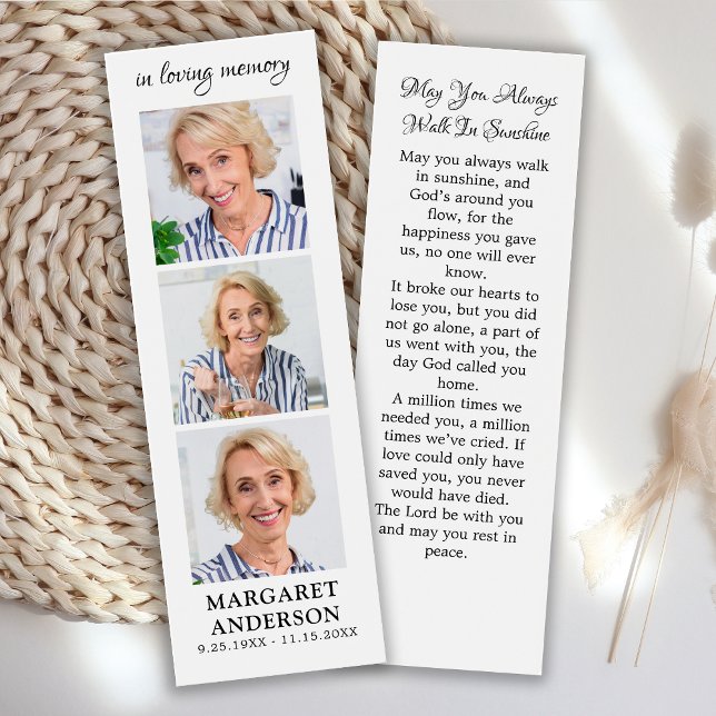 Elegant 3 Picture Memorial Funeral Prayer Bookmark (Creator Uploaded)