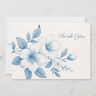 Elegant 3D Blue Flowers on Soft Background, create Thank You Card