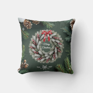 Elegant 3D Pine Trees & Cones Christmas Card Cushion