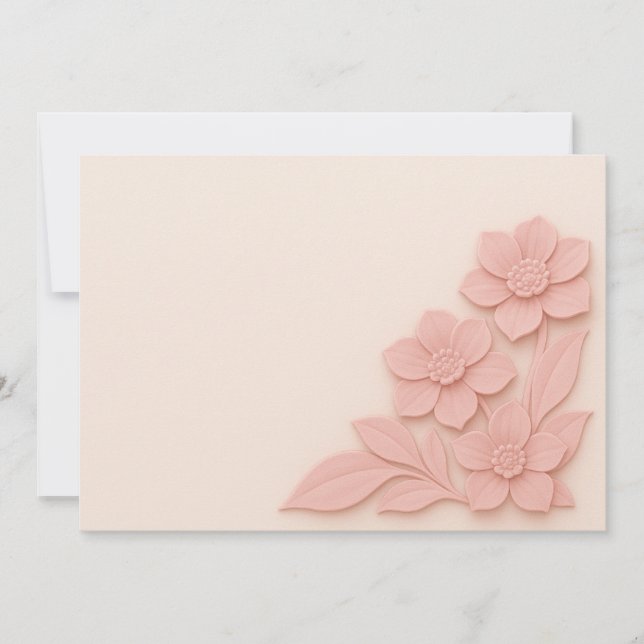Elegant 3D Pink Flowers on Soft Background Thank You Card (Front)