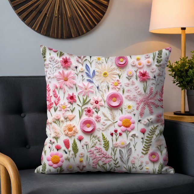 Elegant 3D Pink Flowers Trendy Modern Chic Cushion (Creator Uploaded)