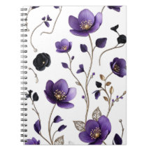 Elegant 3D Purple & Gold Floral Botanical Pattern