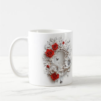Elegant 3D Roses, Bees & Botanical Beauty Coffee Mug