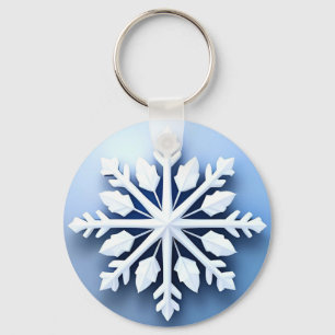 Elegant 3d Snowflake Design Key Ring