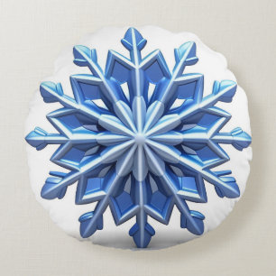 Elegant 3d Snowflake Design Round Cushion
