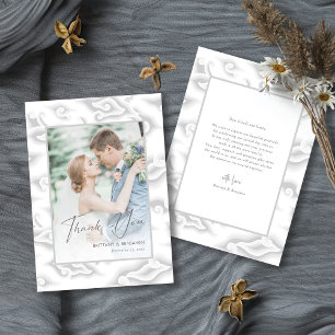 Elegant 3D Swirl Wedding Thank You Card with Photo