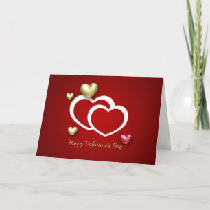 Elegant 3D Valentine Hearts - Greeting Card