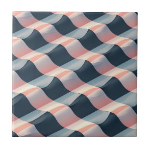 Elegant 3D Wave Pattern in Teal, Rose, and Cream Tile