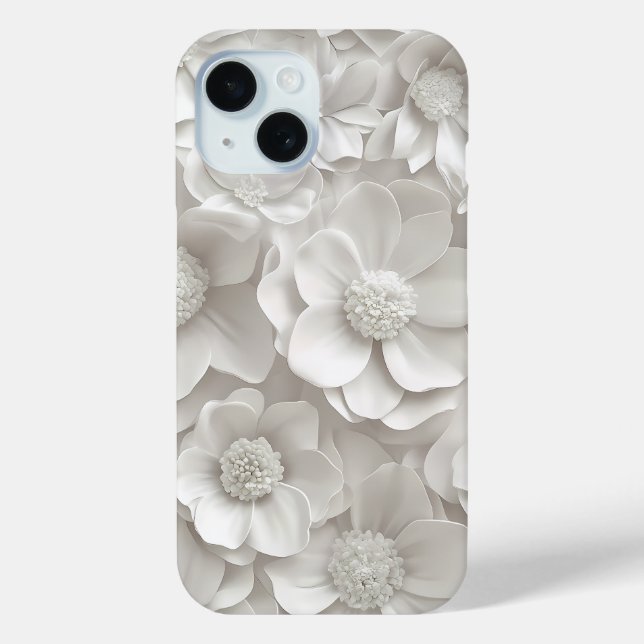 Elegant 3D White Floral Phone Case (Back)