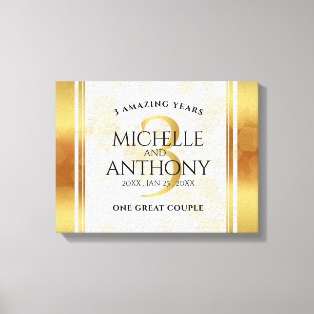 Elegant 3rd Leather Wedding Anniversary Canvas Print (Front)