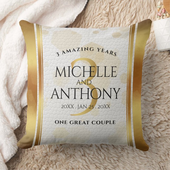 Elegant 3rd Leather Wedding Anniversary Cushion (Blanket)