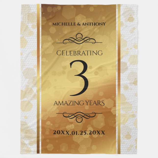 Elegant 3rd Leather Wedding Anniversary Fleece Blanket (Front)