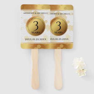 Elegant 3rd Leather Wedding Anniversary Hand Fan