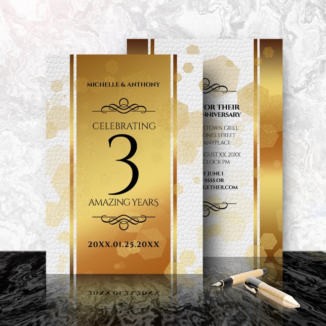 Elegant 3rd Leather Wedding Anniversary Invitation (Elegant 3rd Leather Wedding Anniversary Invitation Cover Photo.)