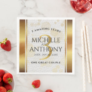 Elegant 3rd Leather Wedding Anniversary Napkin