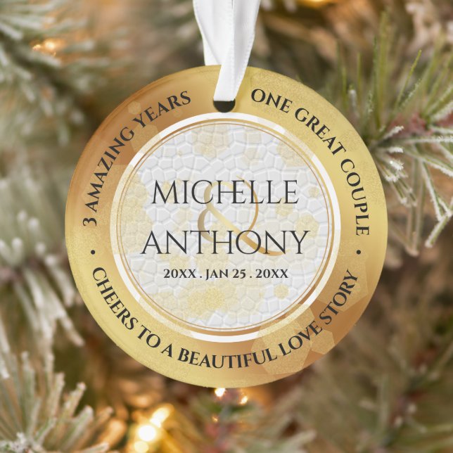 Elegant 3rd Leather Wedding Anniversary Ornament (Tree)