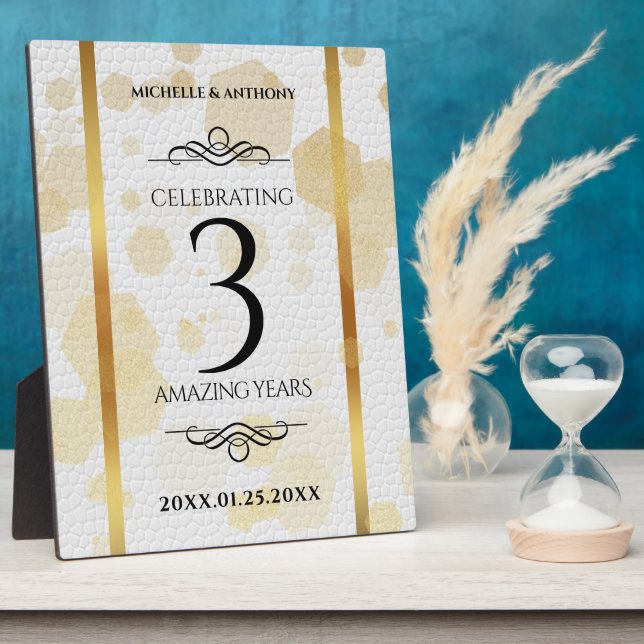 Elegant 3rd Leather Wedding Anniversary Plaque (Side)