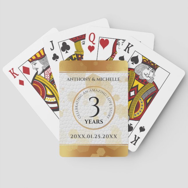 Elegant 3rd Leather Wedding Anniversary Playing Cards (Back)