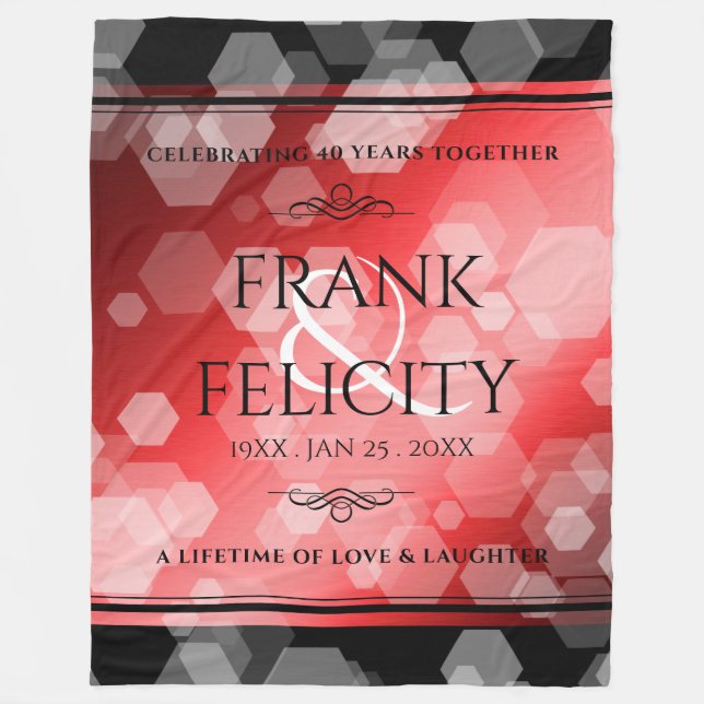 Elegant 40th 80th Ruby Wedding Anniversary Fleece (Front)