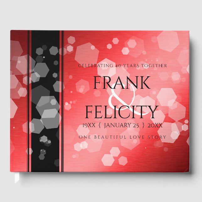 Elegant 40th 80th Ruby Wedding Anniversary Guest Book (Front)