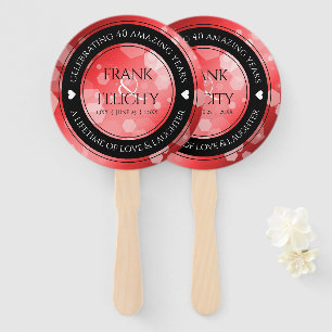 Elegant 40th 80th Ruby Wedding Anniversary Hand Fan