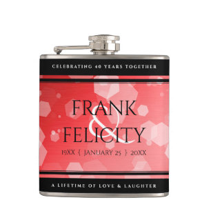 Elegant 40th 80th Ruby Wedding Anniversary Hip Flask