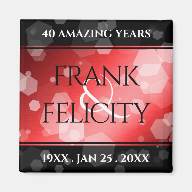 Elegant 40th 80th Ruby Wedding Anniversary Magnet (Front)