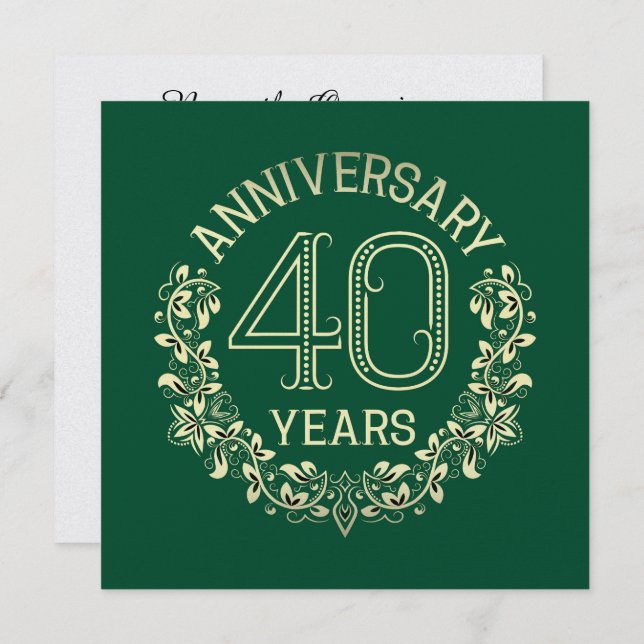 Elegant 40th Anniversary Invitation (Front/Back)