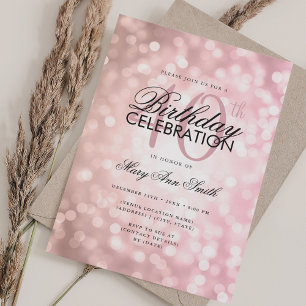 Elegant 40th Birthday Glam Rose Gold Shimmer Light Invitation