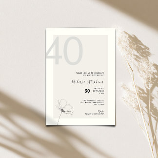 Elegant 40th Birthday Invitation - Minimal Style