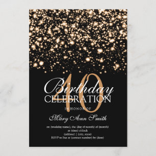 Elegant 40th Birthday Party Gold Midnight Glam Invitation