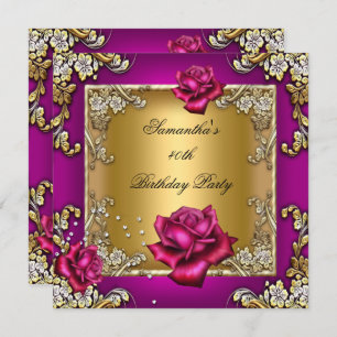 Elegant 40th Birthday Party Pink Rose Gold Invitation