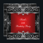 Elegant 40th Birthday Red Black Silver Art Deco Invitation<br><div class="desc">Elegant 40th Birthday Red Black Silver Art Deco  . Elegant Classy All Occasion  Just change age. Party birthday invites Template</div>