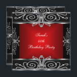 Elegant 40th Birthday Red Black Silver Art Deco Invitation<br><div class="desc">Elegant 40th Birthday Red Black Silver Art Deco  . Elegant Classy All Occasion  Just change age. Party birthday invites Template</div>
