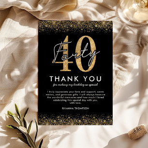 Elegant 40th Birthday Thank You Card