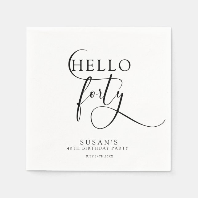 Elegant 40th Fortieth Birthday  Napkin (Front)