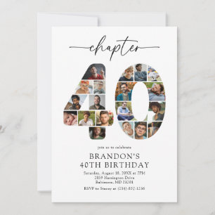 Elegant 40th Photo Chapter 40 Birthday Invitation