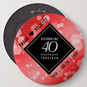Elegant 40th Ruby Wedding Anniversary Celebration 6 Cm Round Badge