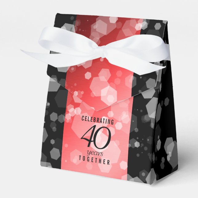 Elegant 40th Ruby Wedding Anniversary Celebration Favour Box (Front Side)