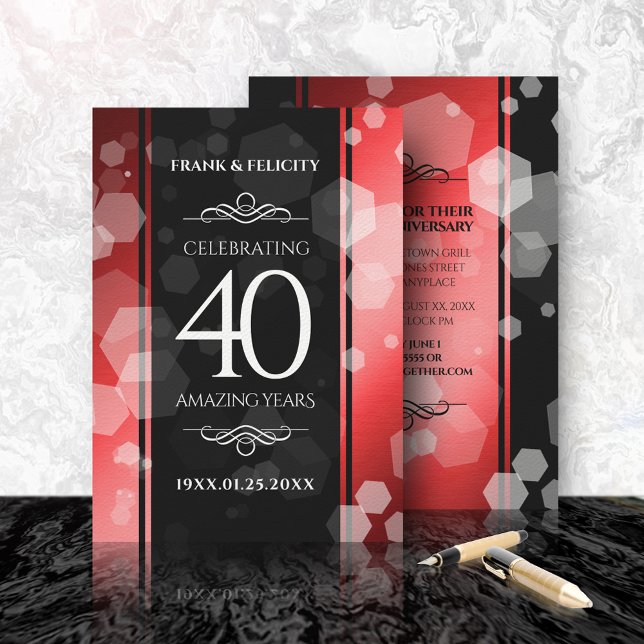 Elegant 40th Ruby Wedding Anniversary Celebration Invitation (Creator Uploaded)