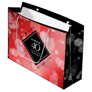Elegant 40th Ruby Wedding Anniversary Celebration Large Gift Bag