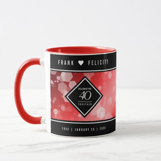 Elegant 40th Ruby Wedding Anniversary Celebration Mug (Left)