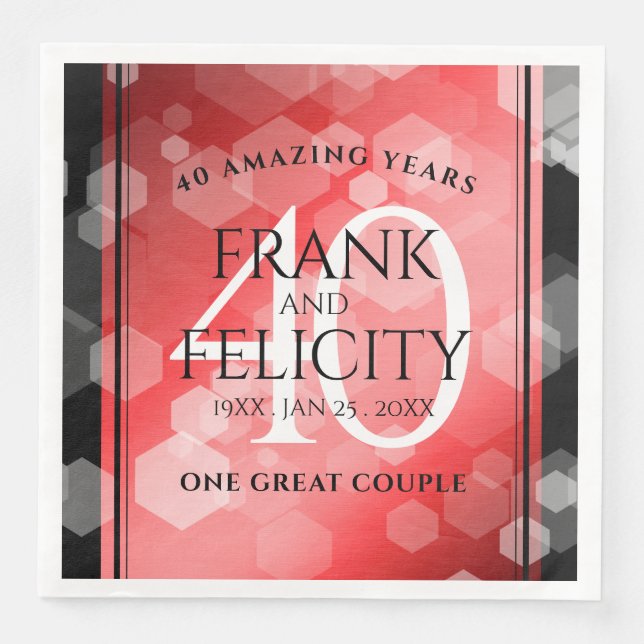 Elegant 40th Ruby Wedding Anniversary Celebration Napkin (Front)
