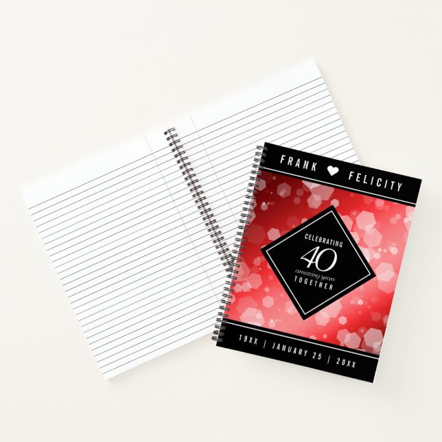Elegant 40th Ruby Wedding Anniversary Celebration Notebook (Inside)