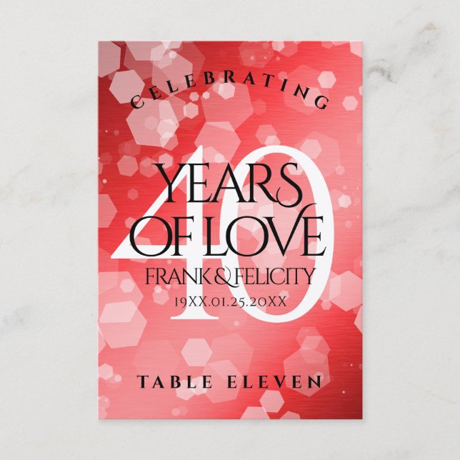 Elegant 40th Ruby Wedding Anniversary Celebration Thank You Card (Front)