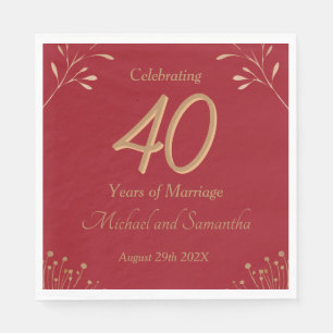 Elegant 40th Ruby Wedding Party Napkin