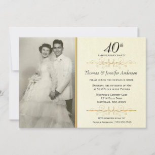 Elegant 40th Wedding Anniversary Party Invitations