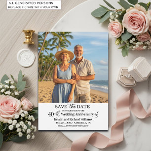 Elegant 40th Wedding Anniversary Photo Save The Date